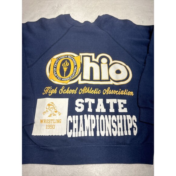 Vintage 1990 Ohio State High School Wrestling Sweatshirt Size Medium - Picture 2 of 7